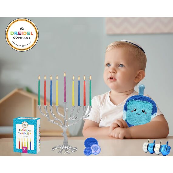 The Dreidel Company Menorah Candles Chanukka-Kerzen, 44 bunte Chanukka-Kerzen für alle 8 Nächte Chanukka, 20 Stück
