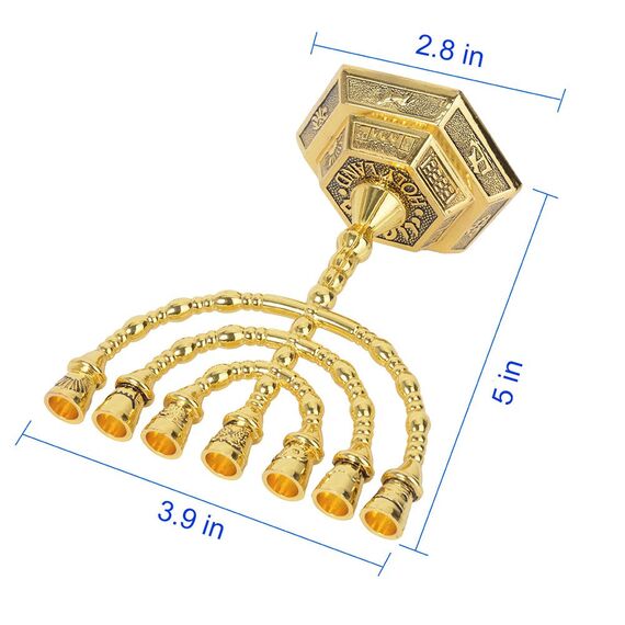 BRTAGG Kerzenständer Menora mit 7 Zweigen und 13cm Höhe - Inspiriert von den 12 Stämmen Israels und Jerusalem - Perfekt für jüdische Geschenke - Modell 2706