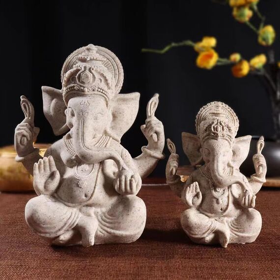 PIGPIGFLY Ganesha Buddha Statue,Buddha Figur,Deko Statue,Deko Wohnzimmer,Indische Ganesha, Home Store Dekoration(20cm/Sandstein)