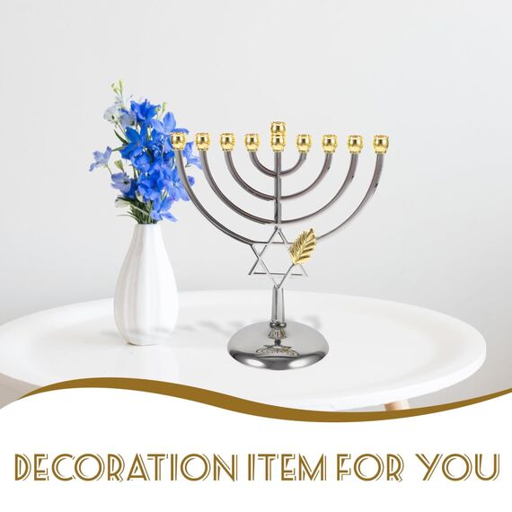 BESPORTBLE Hanukkah Menorah Chanukka 9 Zweig Kerzenhalter Jüdischer Kerzenständer Dekorativer Kerzenhalter Metallkandelaber Tischdekoration Für Hochzeitstischdekoration