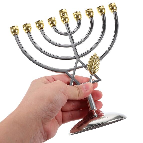 BESPORTBLE Hanukkah Menorah Chanukka 9 Zweig Kerzenhalter Jüdischer Kerzenständer Dekorativer Kerzenhalter Metallkandelaber Tischdekoration Für Hochzeitstischdekoration