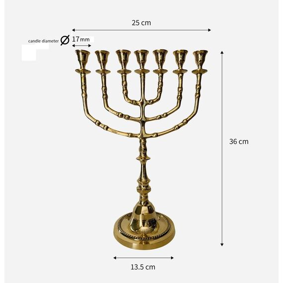 Salomons Menorah 35,6 cm hohes Messing, 7 Zweige, Menora Kerzen, Marke: Salomons Menora, The Light Within Your Home