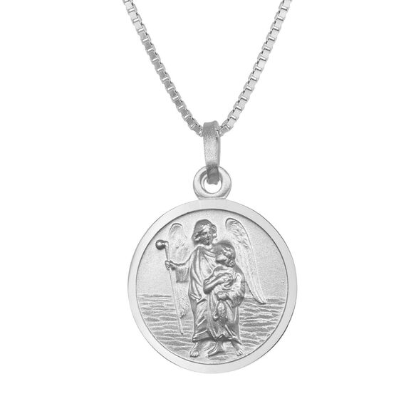 trendor Halskette mit Erzengel Raphael Anhänger Ø 16 mm 925 Silber zauberhaftes Schmuckstück für Damen und Herren, wunderschöne Geschenkidee, 41465-45 45 cm