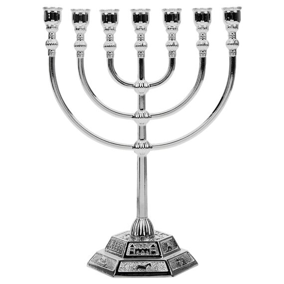 FOMIYES Chanukka Menorah 7 Chanukka Kerze Minorah Israel Menorah Jüdisches Tischdekoration Kerzenhalter Für Partys Hochzeiten Tischdekoration Silber