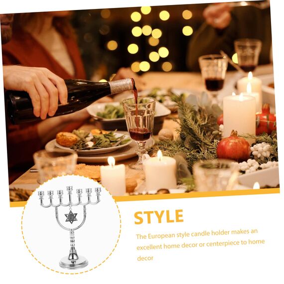BIUDECO Chanukkah-Menorah-Zweige, Kerzenhalter, dekorativer Hanukah-Kerzenhalter, Schreibtisch-Tischplatte, elegante Urlaubsdekoration