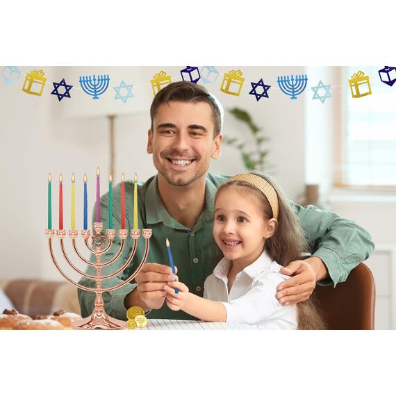 The Dreidel Company Menorah Candles Chanukka-Kerzen, 44 bunte Chanukka-Kerzen für alle 8 Nächte Chanukka, 20 Stück