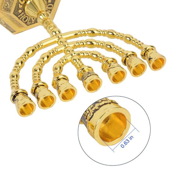 BRTAGG Kerzenständer Menora mit 7 Zweigen und 20cm Höhe - Inspiriert von den 12 Stämmen Israels und Jerusalem - Perfekt für jüdische Geschenke - Modell 4063