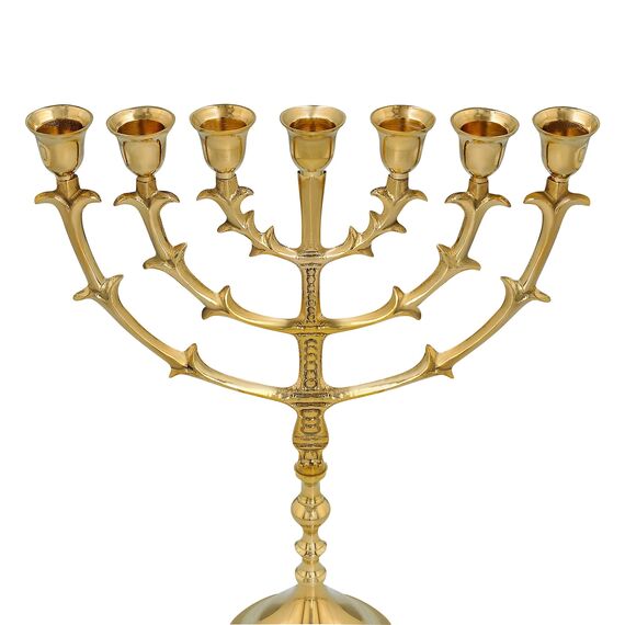 Grehge enorah 7 Branch, Salomons Menorah .Antique Replica Solid Brass/Copper 12" inches Bronze 7 Branches Menorah Candle Holder from Israel,