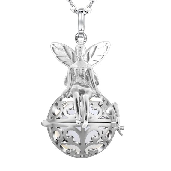 Only faith Halskette mit Engelsrufer, schwangere Frau, Erzengel, versilbert, Geschenk für werdende Mütter, Pequeño, Edelstahl, Kein Edelstein