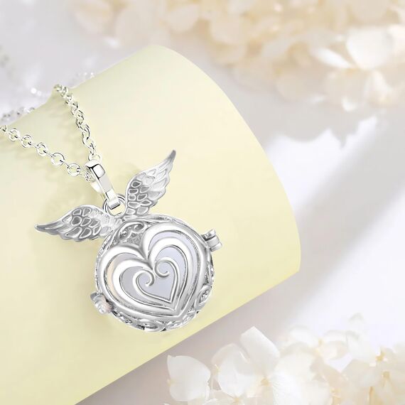 Only faith Halskette mit Engelsrufer, schwangere Frau, Erzengel, versilbert, Geschenk für werdende Mütter, Mediano, Kupfer, versilbert, Kein Edelstein