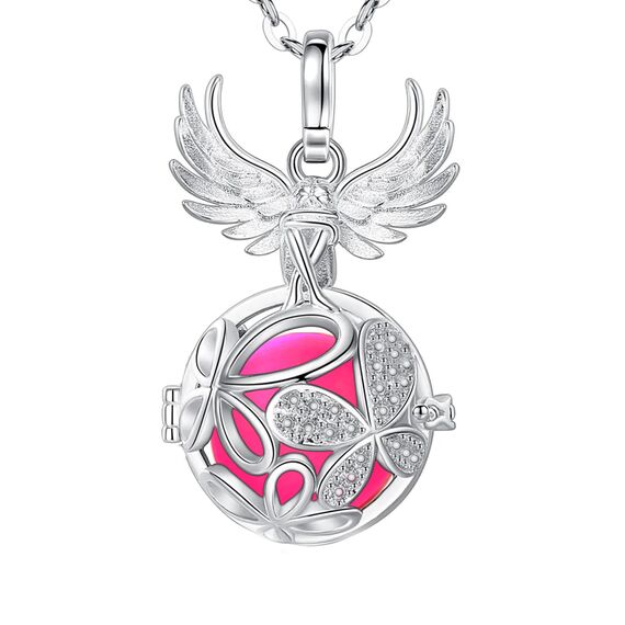 Only faith Halskette mit Engelsrufer, schwangere Frau, Erzengel, versilbert, Geschenk für werdende Mütter, Pequeño, Edelstahl, Kein Edelstein