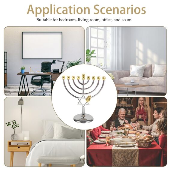 BESPORTBLE Hanukkah Menorah Chanukka 9 Zweig Kerzenhalter Jüdischer Kerzenständer Dekorativer Kerzenhalter Metallkandelaber Tischdekoration Für Hochzeitstischdekoration