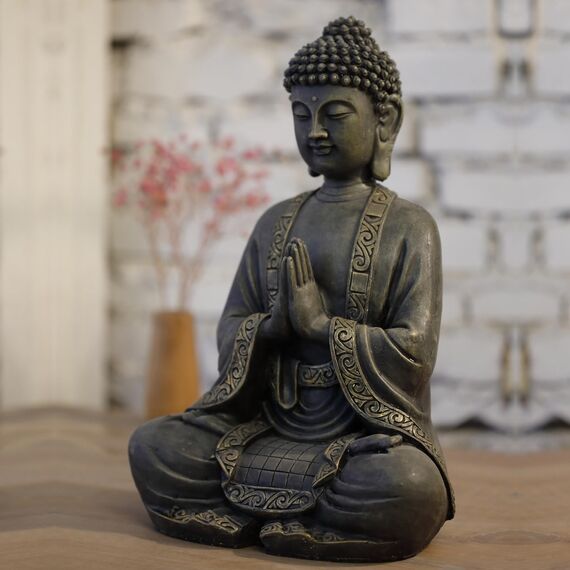Zen'Light - Große Zen Buddha-Statue (40 cm) - Hervorragendes Finish, Patina-Anstrich, Harz - Schönes Objekt zur Dekoration und Feng Shui für das Haus, Bronze