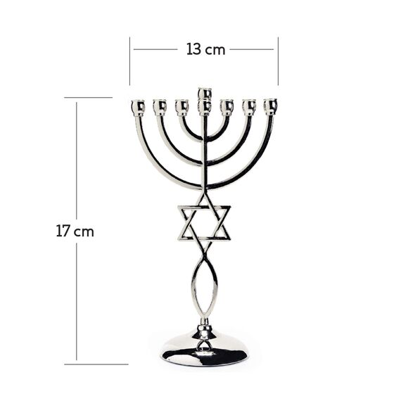 Ananadashop Kerzenhalter Silber Stern David Judaica 7 Zweige israelische Menorah Hanukka