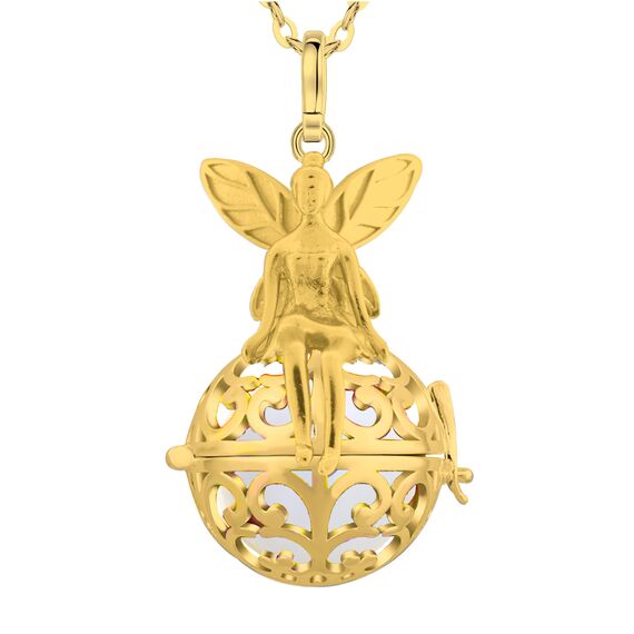 Only faith Halskette mit Engelsrufer, schwangere Frau, Erzengel, versilbert, Geschenk für werdende Mütter (goldene Schützende Fee, Weiß (Erzengel Gabriel)), Pequeño, Edelstahl, Kein Edelstein