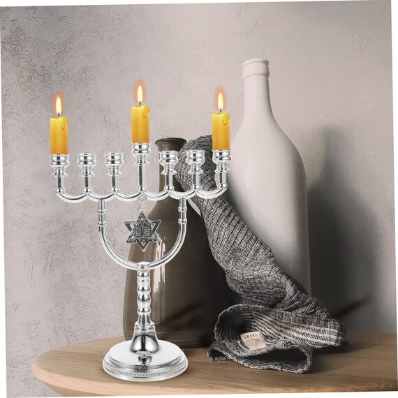 BIUDECO Chanukkah-Menorah-Zweige, Kerzenhalter, dekorativer Hanukah-Kerzenhalter, Schreibtisch-Tischplatte, elegante Urlaubsdekoration