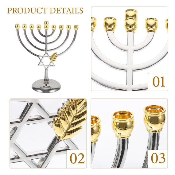 BESPORTBLE Hanukkah Menorah Chanukka 9 Zweig Kerzenhalter Jüdischer Kerzenständer Dekorativer Kerzenhalter Metallkandelaber Tischdekoration Für Hochzeitstischdekoration
