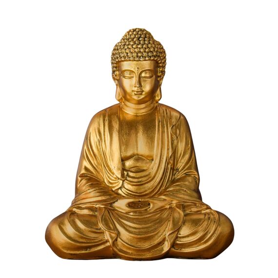 Buddha-Statue Meditation Gold – Dekoration Zen und Feng Shui – bringt beruhigende und entspannende Atmosphäre in Ihr Zuhause – Glücksstatue, Gold, 20 cm – ZenLight