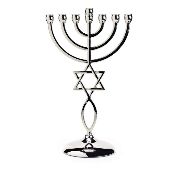Ananadashop Kerzenhalter Silber Stern David Judaica 7 Zweige israelische Menorah Hanukka