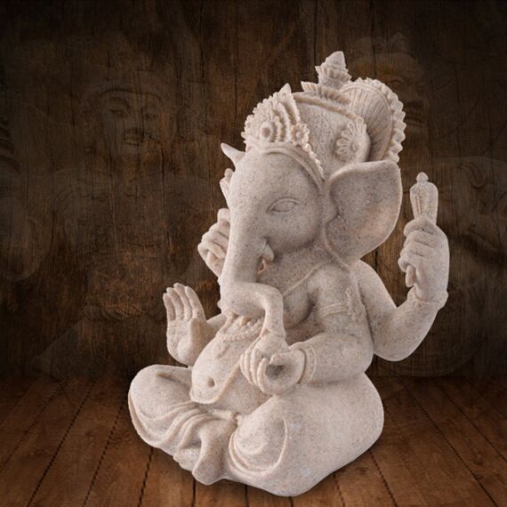Kitchnexus Ganesha Buddha Statue Kleine Sandstein Skulptur Elefant Statue Buddha Figur als Dekor und Geschenk