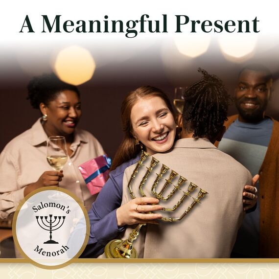 Salomons Menorah 35,6 cm hohes Messing, 7 Zweige, Menora Kerzen, Marke: Salomons Menora, The Light Within Your Home
