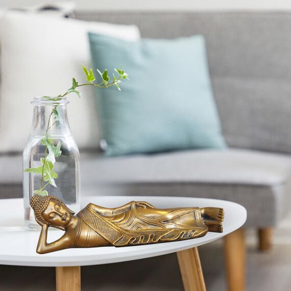 Liegende Buddha-Statue - Zen und Feng Shui Dekoration - Glücksbringer Objekt - Zen Geschenkidee - Büro, Schlafzimmer, Wohnzimmer ... Dekoration - Länge: 22cm - Goldene Farbe - Zen'Light