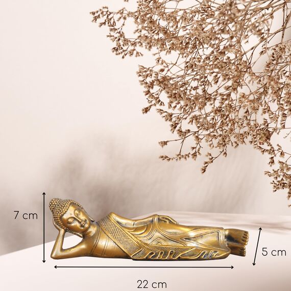 Liegende Buddha-Statue - Zen und Feng Shui Dekoration - Glücksbringer Objekt - Zen Geschenkidee - Büro, Schlafzimmer, Wohnzimmer ... Dekoration - Länge: 22cm - Goldene Farbe - Zen'Light