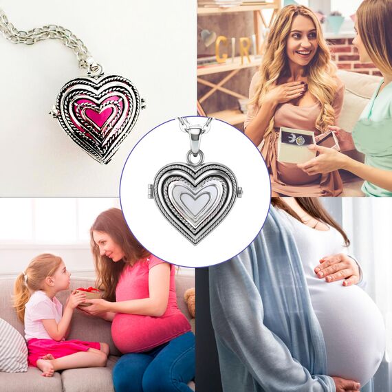 Only faith Halskette mit Engelsrufer, schwangere Frau, Erzengel, versilbert, Geschenk für werdende Mütter, Pequeño, Edelstahl, Kein Edelstein