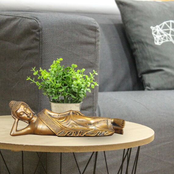 Liegende Buddha-Statue - Zen und Feng Shui Dekoration - Glücksbringer Objekt - Zen Geschenkidee - Büro, Schlafzimmer, Wohnzimmer ... Dekoration - Länge: 22cm - Goldene Farbe - Zen'Light