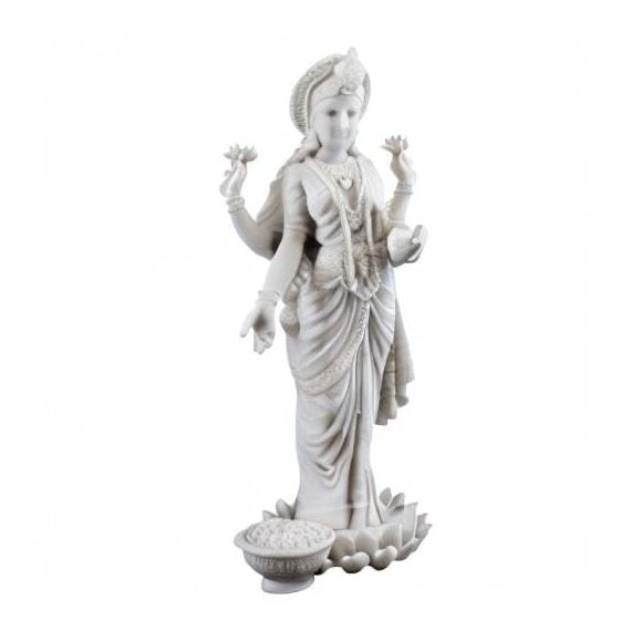 Top Collection Lakshmi Statue, Hindu-Göttin des Reichtums, Wohlstand, Weisheit und Glück, 25 cm, Sammelfigur (weißer Marmor)