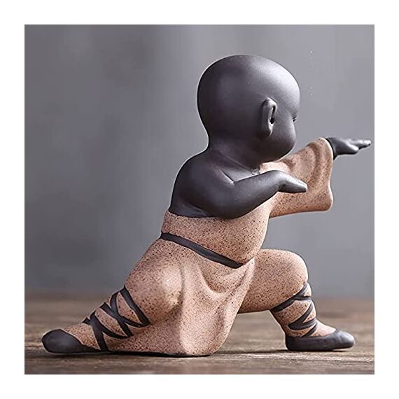 Pevfeciy Buddha Figur,Kung Fu Mönch Statuen,Zen Tischdeko Dekoration,Feng Shui DekoFiguren,Teetablett Ornamente,Desktop Deko Skulptur für Innen