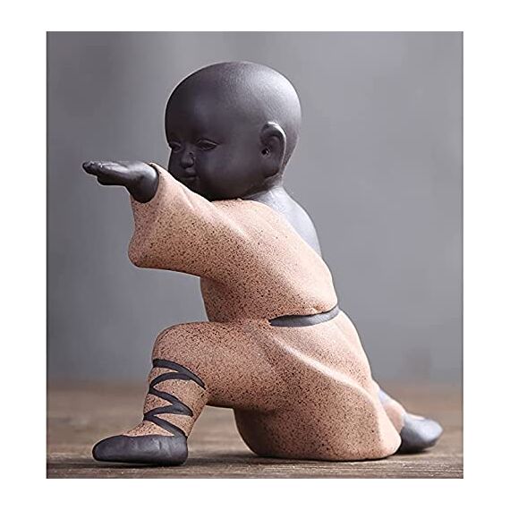 Pevfeciy Buddha Figur,Kung Fu Mönch Statuen,Zen Tischdeko Dekoration,Feng Shui DekoFiguren,Teetablett Ornamente,Desktop Deko Skulptur für Innen
