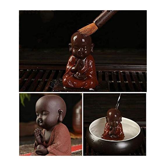 Kleine niedliche Buddha-Statue aus Keramik, Mönch-Figur, kreatives Handwerk, Puppen, Ornamente, Geschenk, chinesische Keramikkunst und Kunsthandwerk (G)