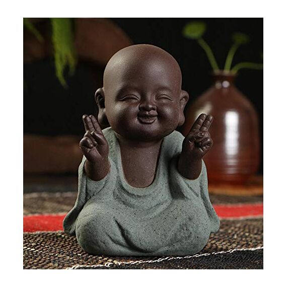 Kleine niedliche Buddha-Statue aus Keramik, Mönch-Figur, kreatives Handwerk, Puppen, Ornamente, Geschenk, chinesische Keramikkunst und Kunsthandwerk (G)