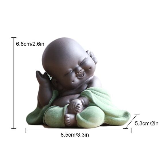 Lachender Maitreya Buddha, Keramik-Buddha-Statue, Ornament-Tee-Skulptur, Mini sitzende Glücks-Buddha-Ornamente, Wohnkultur Garten-Ornamente