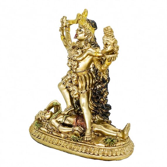 BangBangDa Hinduistische Göttin Kali Statue Skulptur – Indischer Gott dekoratives antikes Idol – Indien Göttin der Zeit und des Todes Figur Murti Pooja Puja Buddha Tempel Mandir Dekor