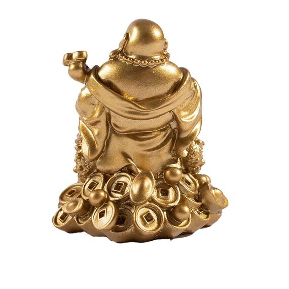 lachineuse - Goldene lachende Buddha-Statuette 7cm - Feng Shui Dekoration - Chinesisches Zen-Dekorationsobjekt für Zuhause, Büro - Glücksbringer Geschenkidee, Gold
