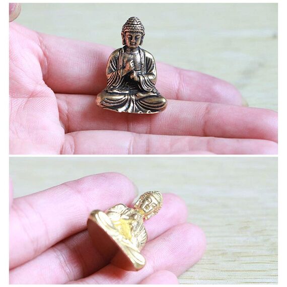 HDmirrorR QWERWEFR Mini Tragbare Vintage Messing Buddha Statue Tasche Sitzen Buddha Figur Skulptur Home Office Schreibtisch Dekorative Ornament Spielzeug Geschenk,Black