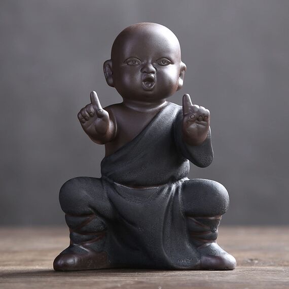 Pevfeciy Buddha Figuren Keramik kleine Monch Statuen Feng Shui Ornamente Tee Tray Deko Tee Tablett Zubehör für Innen,Balkon & Garten,Zarte Kunst Und Handwerk Geschenk