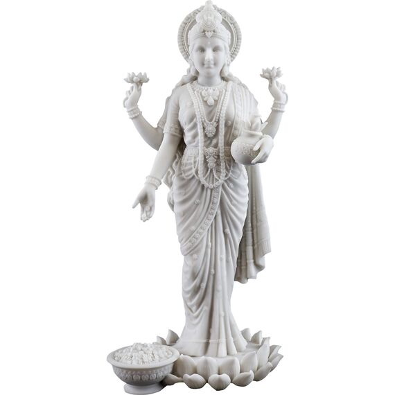 Top Collection Lakshmi Statue, Hindu-Göttin des Reichtums, Wohlstand, Weisheit und Glück, 25 cm, Sammelfigur (weißer Marmor)