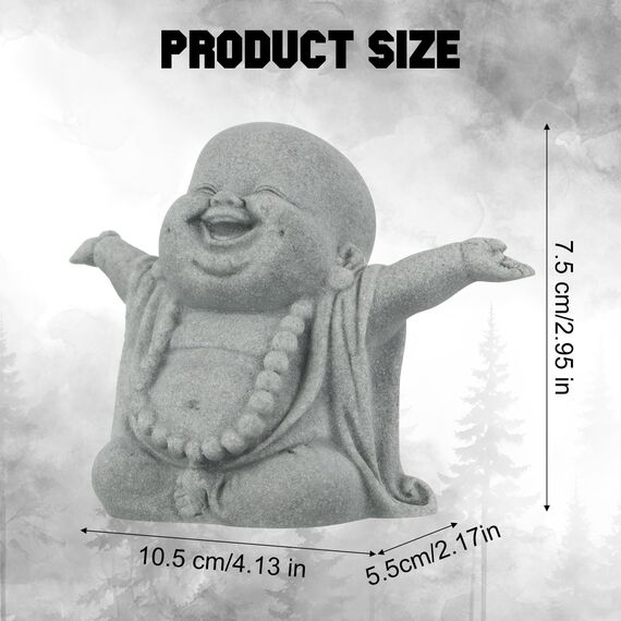 Landical Buddha-Sandstein-Statuen, Zen Mönch, Betende Statue, Skulpturen, Ornament für Reichtum, Glück, Feng Shui, Dekoration, Zuhause, Büro, Auto, Dekoration (Lachender Buddha)