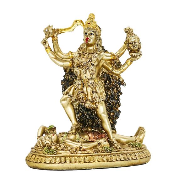 BangBangDa Hinduistische Göttin Kali Statue Skulptur – Indischer Gott dekoratives antikes Idol – Indien Göttin der Zeit und des Todes Figur Murti Pooja Puja Buddha Tempel Mandir Dekor