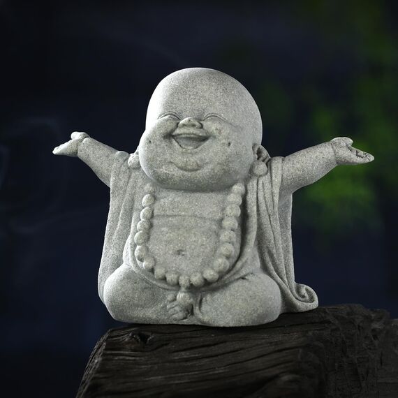 Landical Buddha-Sandstein-Statuen, Zen Mönch, Betende Statue, Skulpturen, Ornament für Reichtum, Glück, Feng Shui, Dekoration, Zuhause, Büro, Auto, Dekoration (Lachender Buddha)