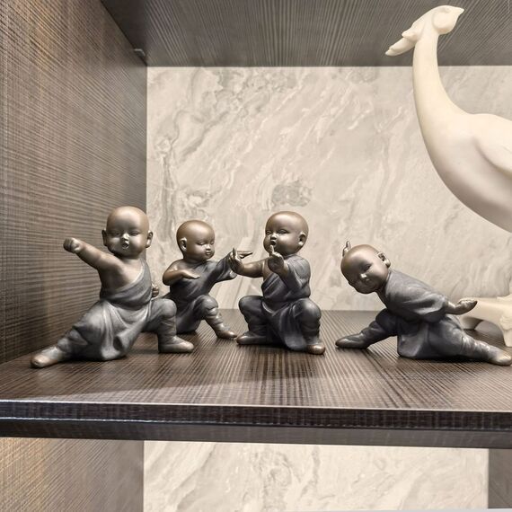Pevfeciy Buddha Figuren Keramik kleine Monch Statuen Feng Shui Ornamente Tee Tray Deko Tee Tablett Zubehör für Innen,Balkon & Garten,Zarte Kunst Und Handwerk Geschenk