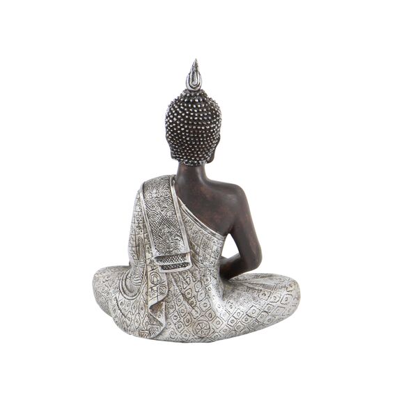 Deco 79 Polystone Buddha-Skulptur, meditierende Heimdekoration, Statue mit gravierten Schnitzereien und Reliefdetails, Akzentfigur, 15,2 x 10,2 x 20,3 cm, Schwarz