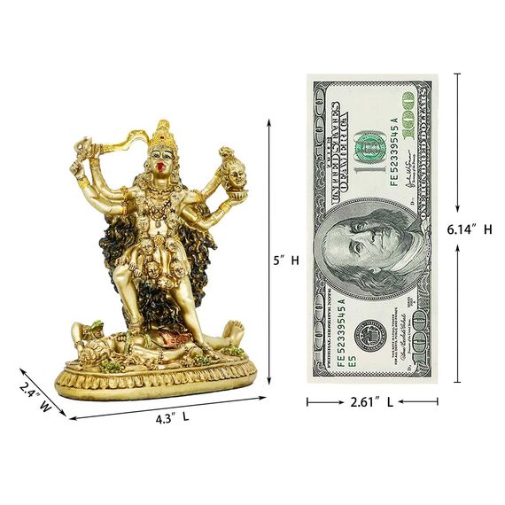 BangBangDa Hinduistische Göttin Kali Statue Skulptur – Indischer Gott dekoratives antikes Idol – Indien Göttin der Zeit und des Todes Figur Murti Pooja Puja Buddha Tempel Mandir Dekor