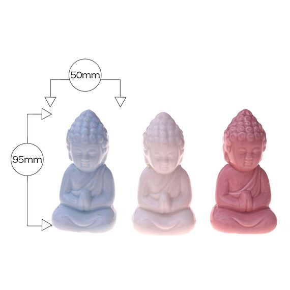 Mini Buddha-Figuren 3-er Set Keramik - Kleine Deko-Figuren für Innen, Balkon & Garten - Buddha-Skulptur Wohn-Accessoire - Asiatische Glücksbringer - Spirituelle Feng-Shui Dekoration