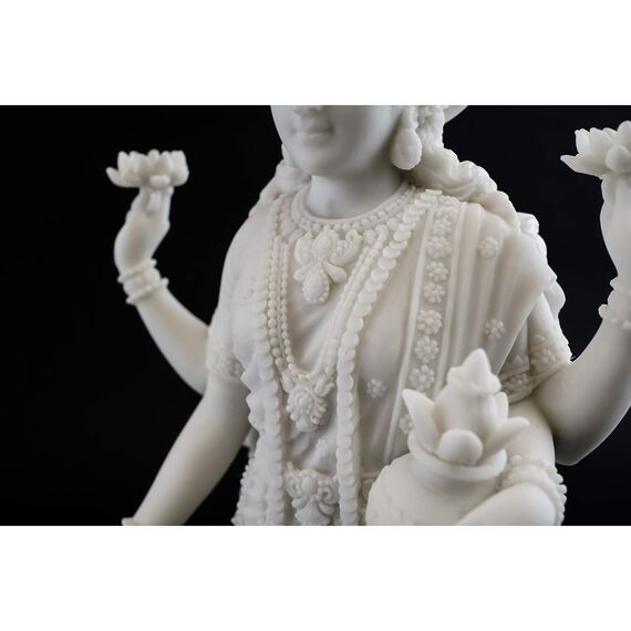 Top Collection Lakshmi Statue, Hindu-Göttin des Reichtums, Wohlstand, Weisheit und Glück, 25 cm, Sammelfigur (weißer Marmor)