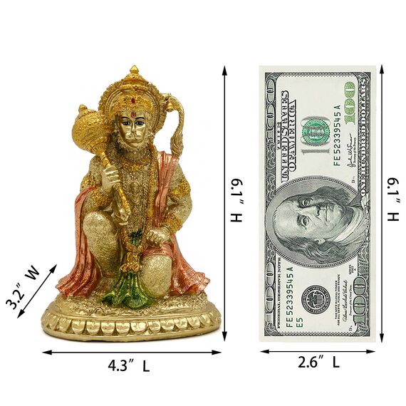 alikiki Hindu-mythologische Ramayana-Hanuman-AFFE – Indische Gottesstatue, östliche Erleuchtung, Anhänger von Lord Rama Altar Skulptur – Indien Home Puja Tempel Mandir Buddha Dekor