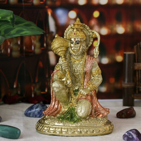 alikiki Hindu-mythologische Ramayana-Hanuman-AFFE – Indische Gottesstatue, östliche Erleuchtung, Anhänger von Lord Rama Altar Skulptur – Indien Home Puja Tempel Mandir Buddha Dekor